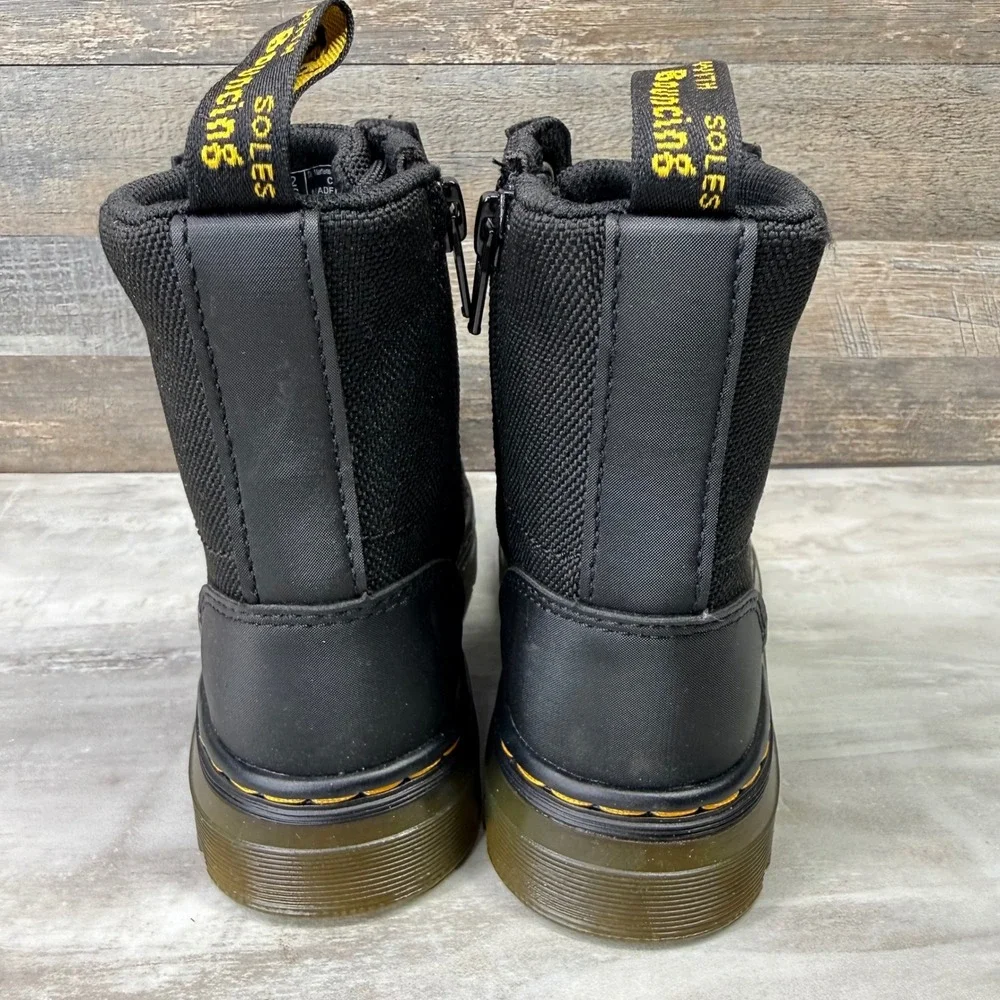 Dr.‎ Martens Combs J Kids Black Extra Tough Nylon Combat Boots Size 12 US Kids